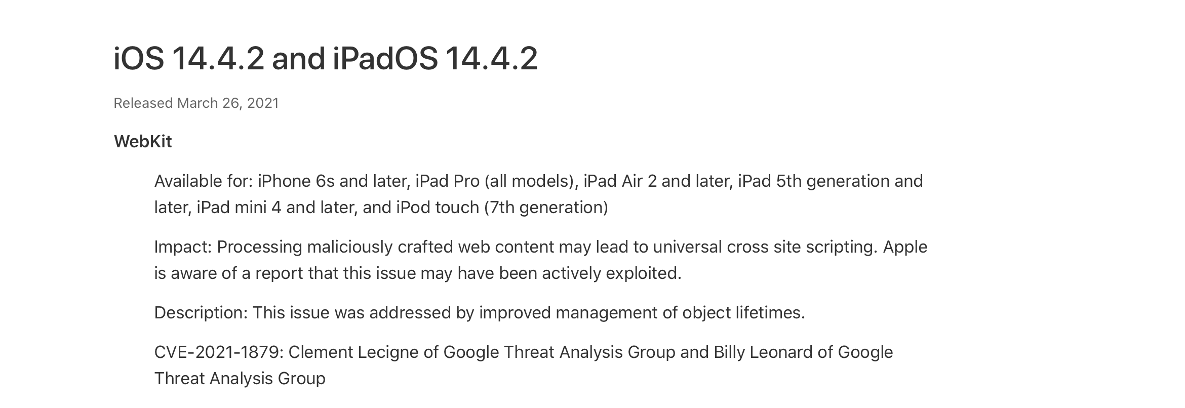 Apple Suspended Signing iOS 14.4.1