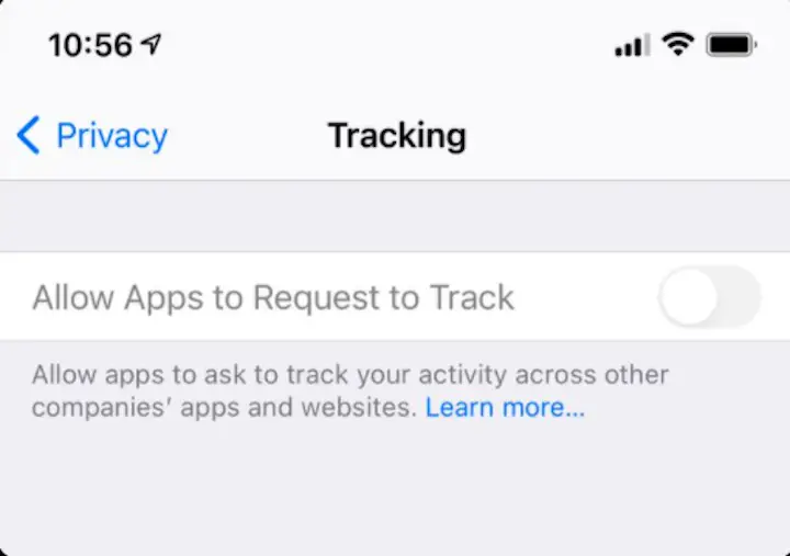 Allow Apps to Request to Track grayed out