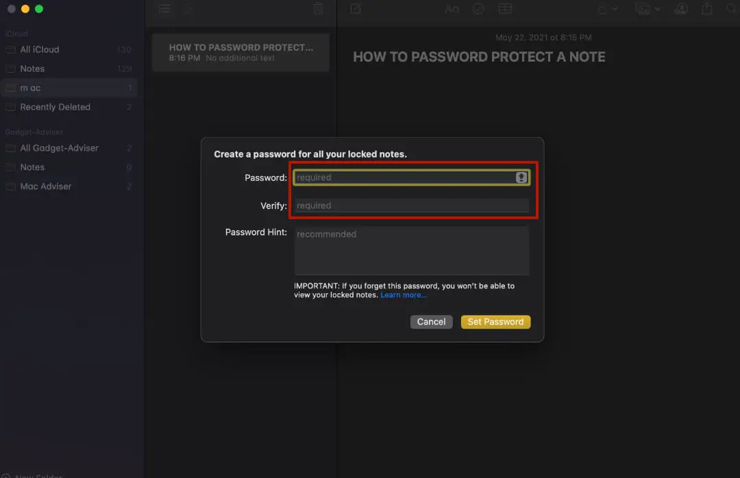 how to password folder mac