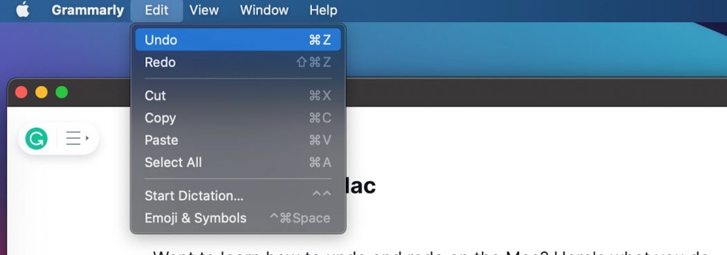 undo shortcut mac  / how to redo on Mac