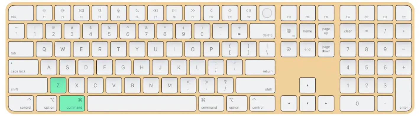 shortcut keys for mac undo